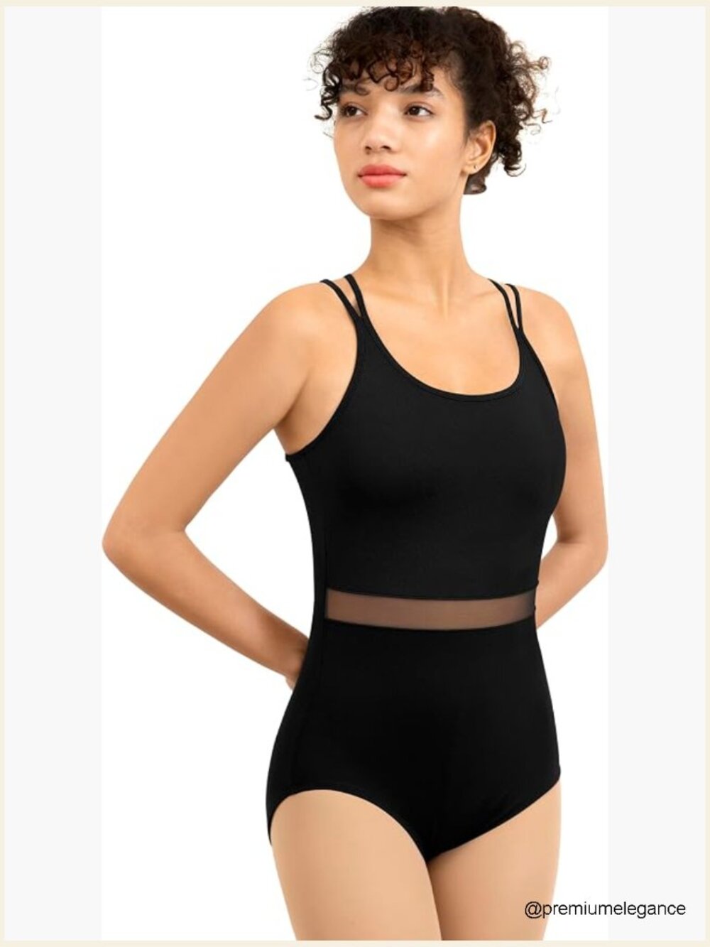 Long Sleeve Dance Leotard V-Neck Mesh Back Ballet Gymnastics Top